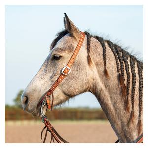 Split Ear Horse Headstall, Ranahan Buckstitched Chestnut - Item # 52860