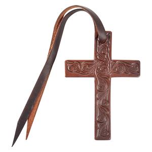 Tooled Leather Cross Chocolate - Item # 52864