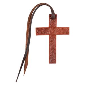 Tooled Leather Cross Chestnut - Item # 52864