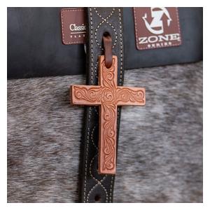 Tooled Leather Cross Chestnut - Item # 52864
