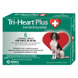 Tri-Heart Plus for Dogs (Compares to Heartgard Plus) 26-50 lbs 6 ct - Item # 547RX
