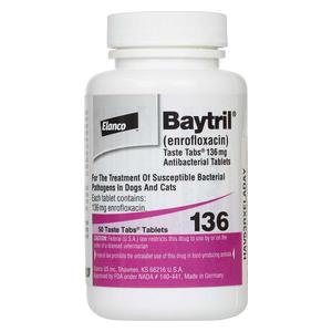 Baytril Antibacterial Taste Tabs for Dogs and Cats 136 mg 50 ct - Item # 635RX