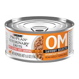 Purina Pro Plan Veterinary Diets OM Overweight Management Savory Selects Canned Cat Food - Salmon 5.5 oz (24 ct) - Item # 70068